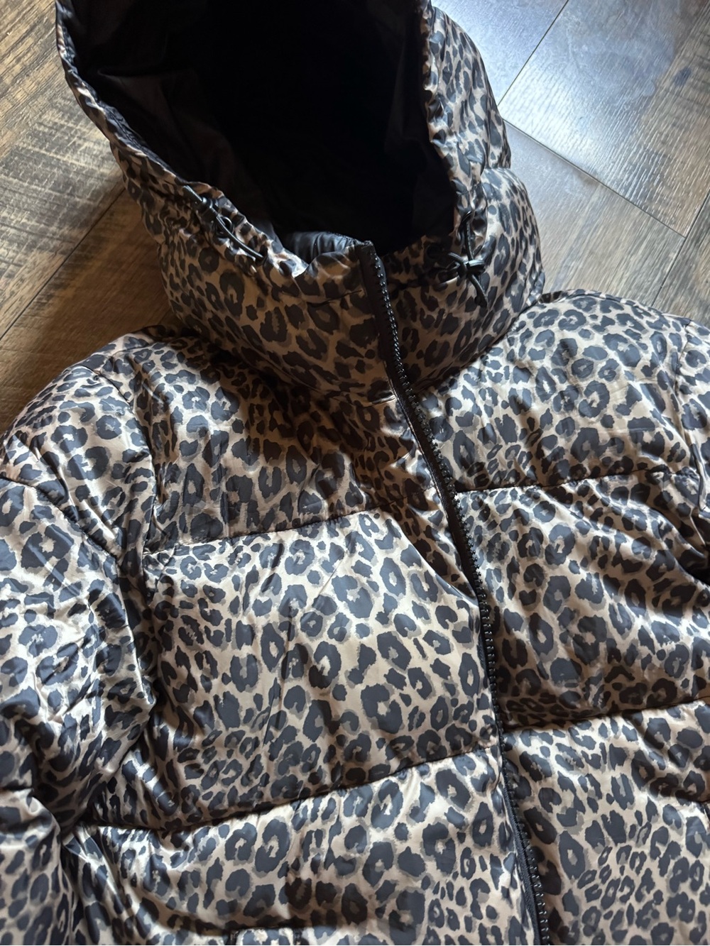 Sanctuary Leopard Print Puffer Jacket with Hood - Brown/Black - Picture 3 of 10